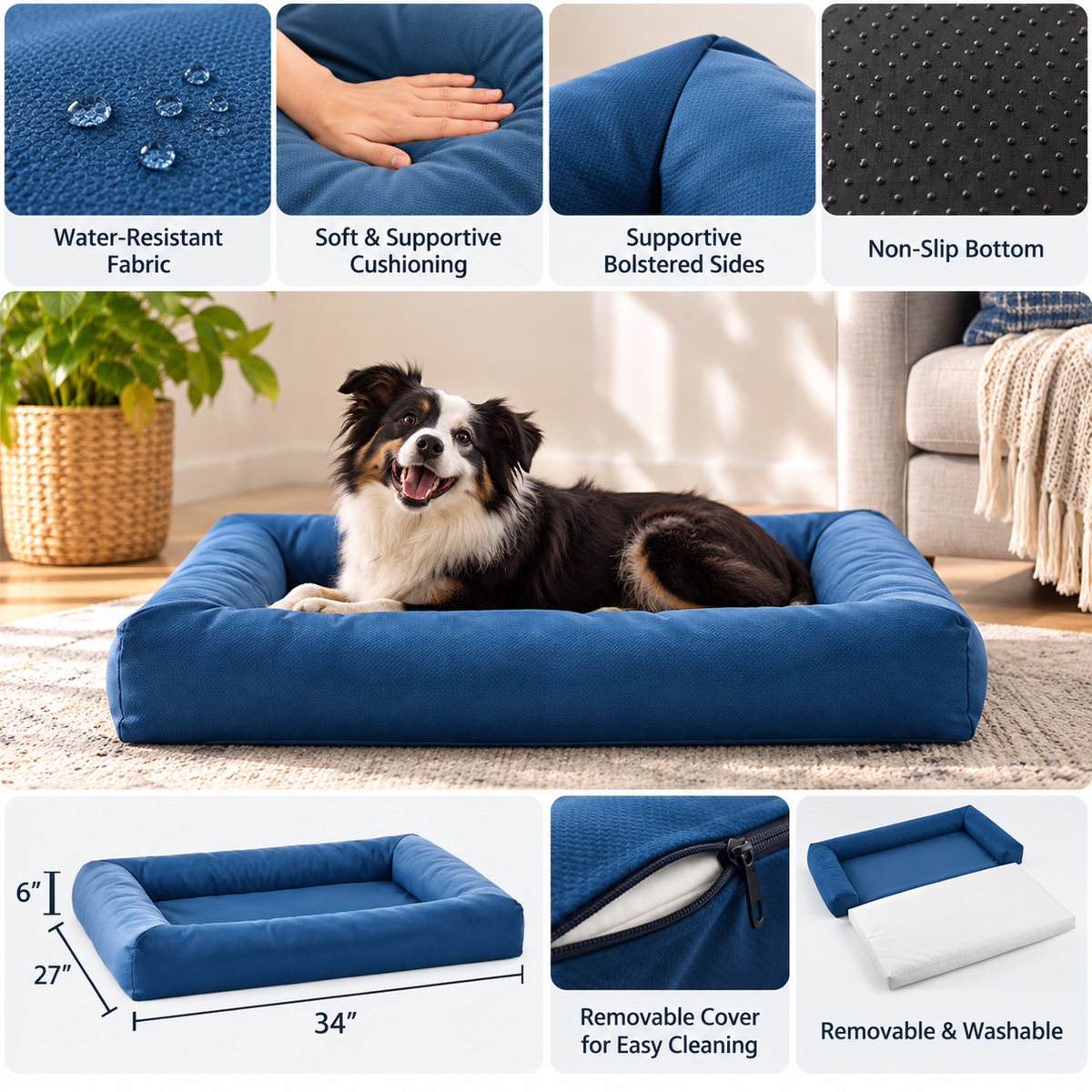 Large Bolster Pet Bed